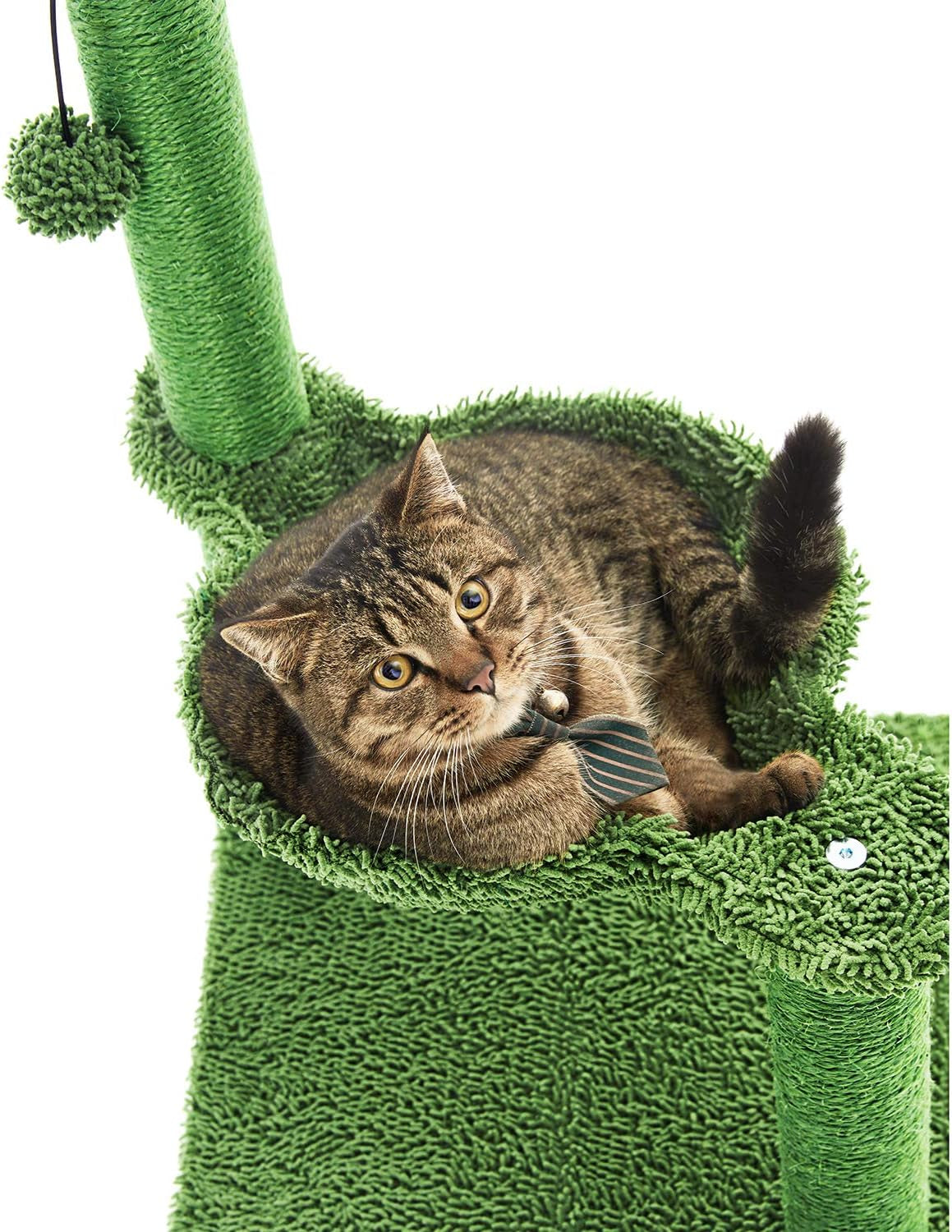 31" Cactus Cat Tree with Hammock and Full Wrapped Sisal Scratching Post for Small Cats Only Green Medium