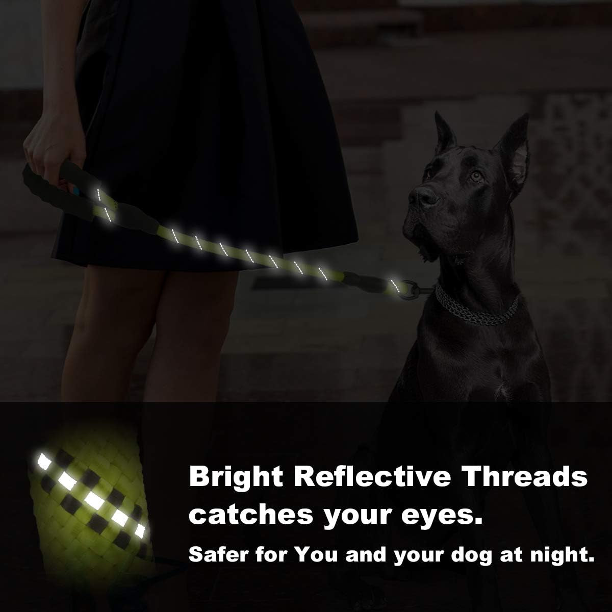 2/5 FT Strong Dog Leash with Soft Padded Handle and Highly Reflective Threads, Durable Dog Training Leash for Small Medium Large Heavy Duty Dogs Easy Control Dog Leads for Climbing Walking