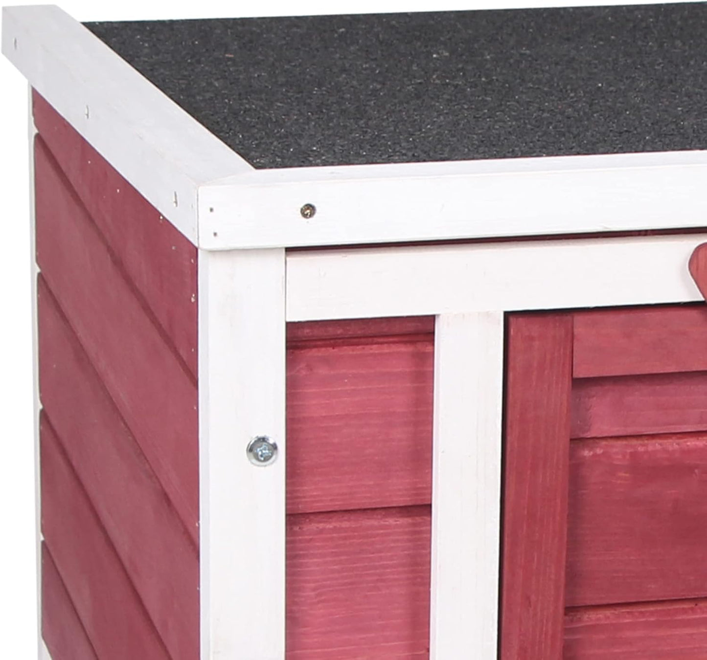 Small Wooden Rabbit Hutch Bunny Cage Guinea Pig Cage Duck House Dog House with Openable & Waterproof Roof, Red