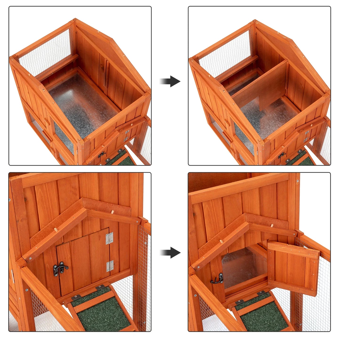 61" L Wooden Chicken Coop Hen House Rabbit Hutch Poultry Cagem, Brown