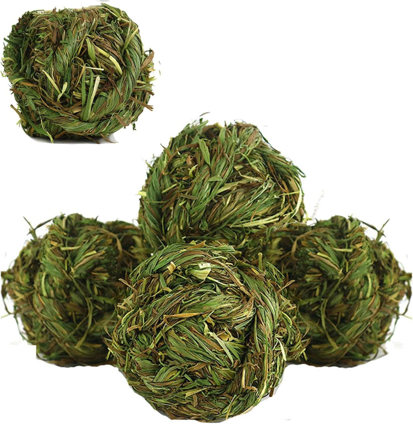 Bunny Grass Toy 4 Pcs Natural Timothy Grass Small Animal Activity Play Chew Ball for Rabbits Hamster Guinea Pigs Gerbils