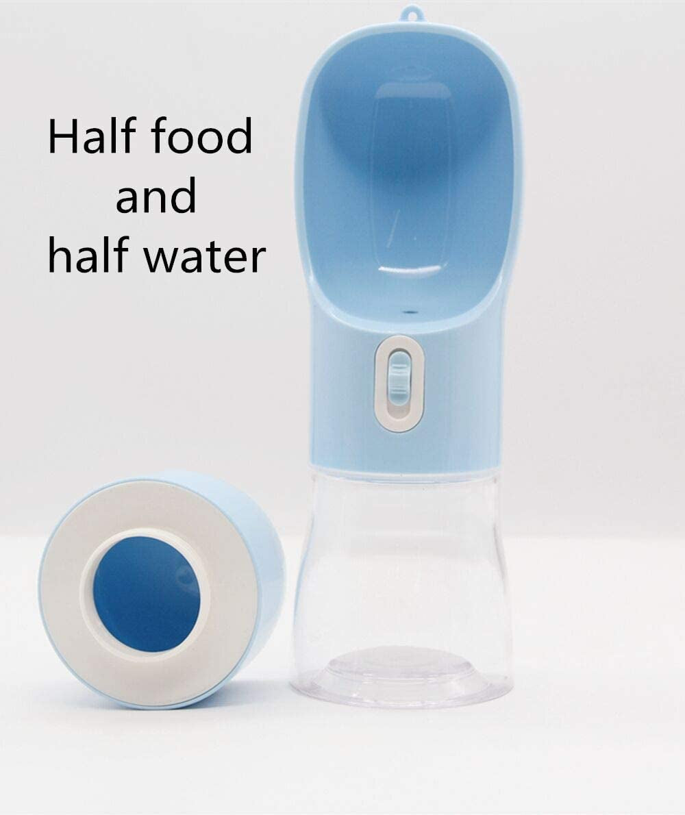 Outdoor Dog Water Bottle Dispenser - Leak Proof Pet Bottle for Dogs on the Go with Food Container Multifunctional Travel Dog Water Bottle(Blue)