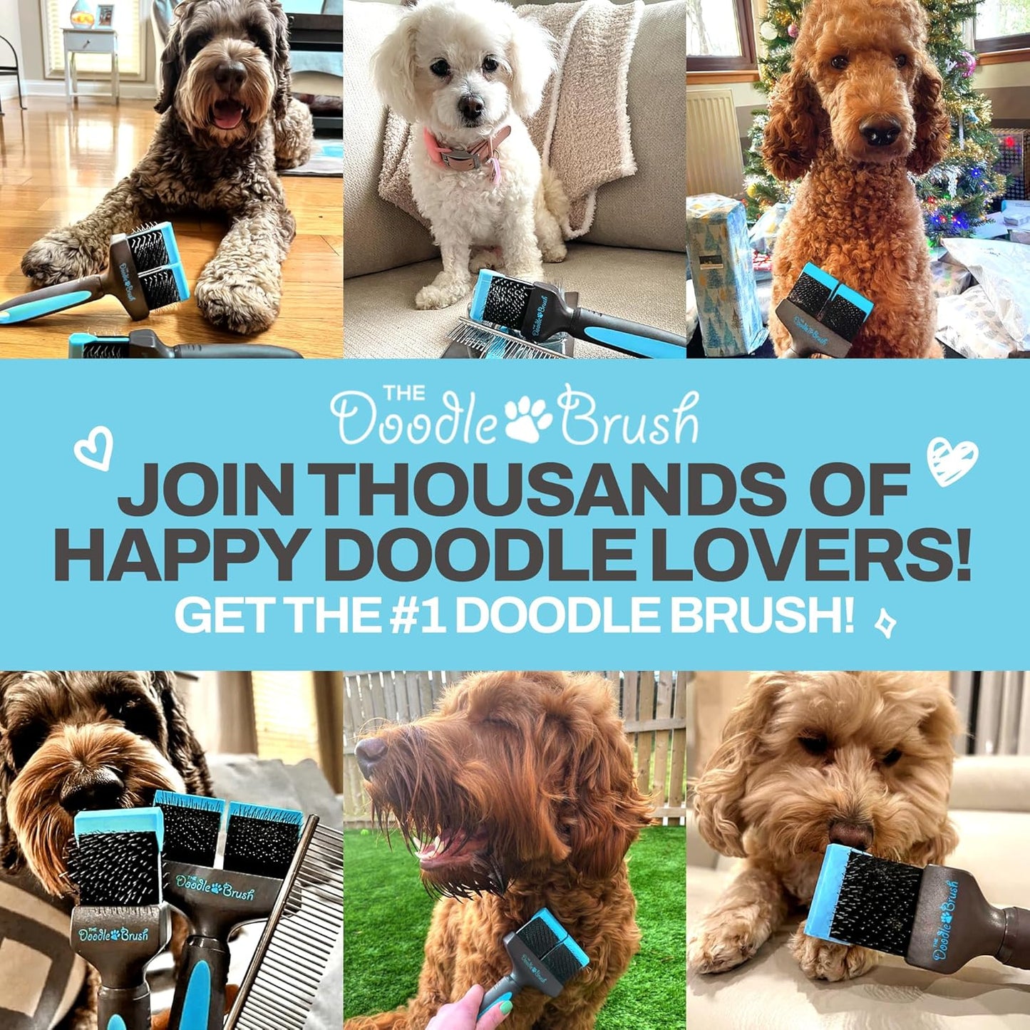Doodle Dog Brush, Cockapoo Goldendoodle Dog Slicker Brush, Poodle, Detangling Dog Brush, Long Haired Dog Brush (Double Head)
