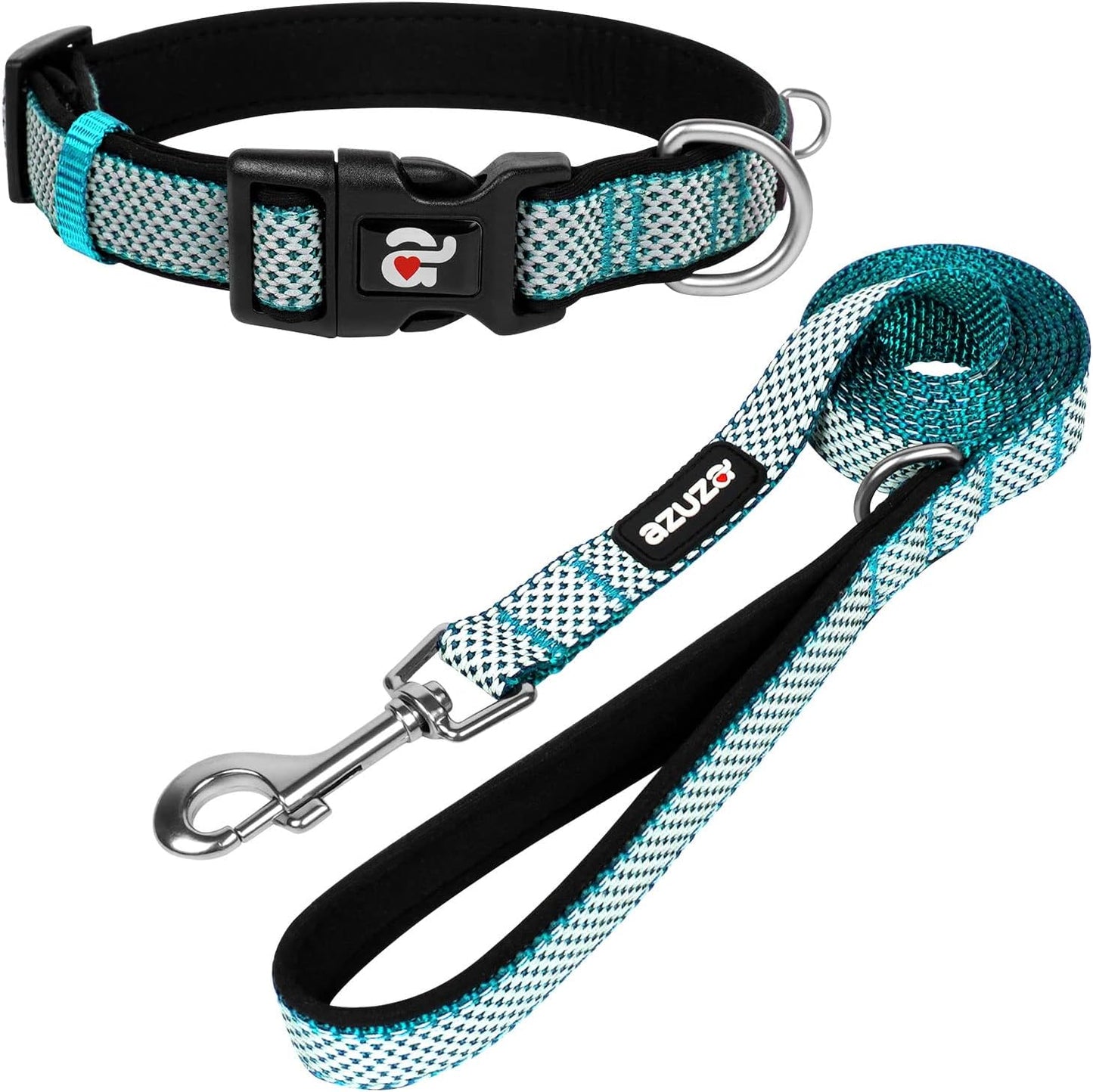 Durable Padded Dog Leash and Collar Set,Reflective Strip Extra Safe and Comfy for Large Dogs, Orange