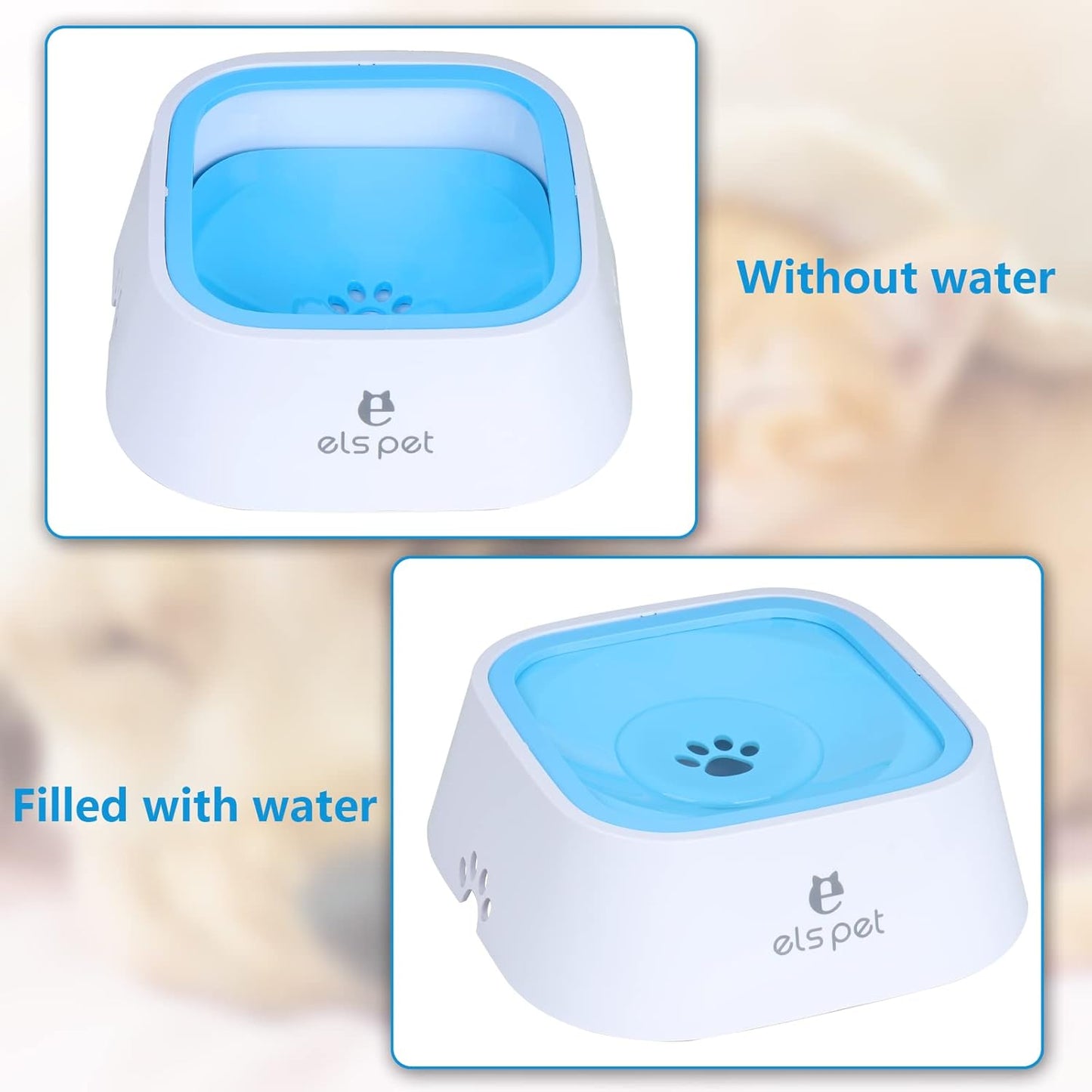 Dog Water Bowl, Splash-Free Pet Water Feeder, Vehicle Carried Floating Bowl, No Spill Cat Water Fountain for Car Travel, No-Slip Water Dispenser for Small or Large Breeds (Blue)