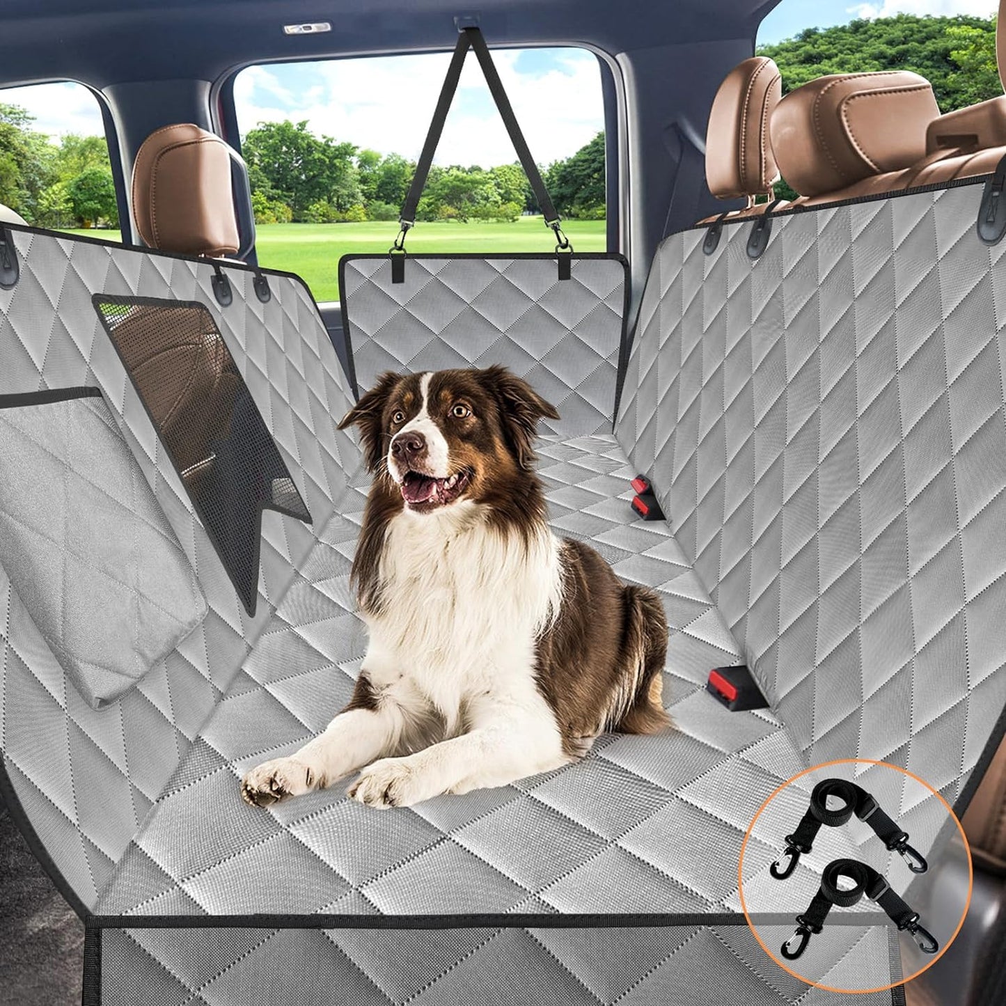 Dog Car Seat Cover for Back Seat,600D Heavy Duty Dog Hammock for Car with Side Flap,100% Waterproof Pet Backseat Cover, Anti-Scratch Nonslip Pet Seat Protector for Cars Trucks and SUV