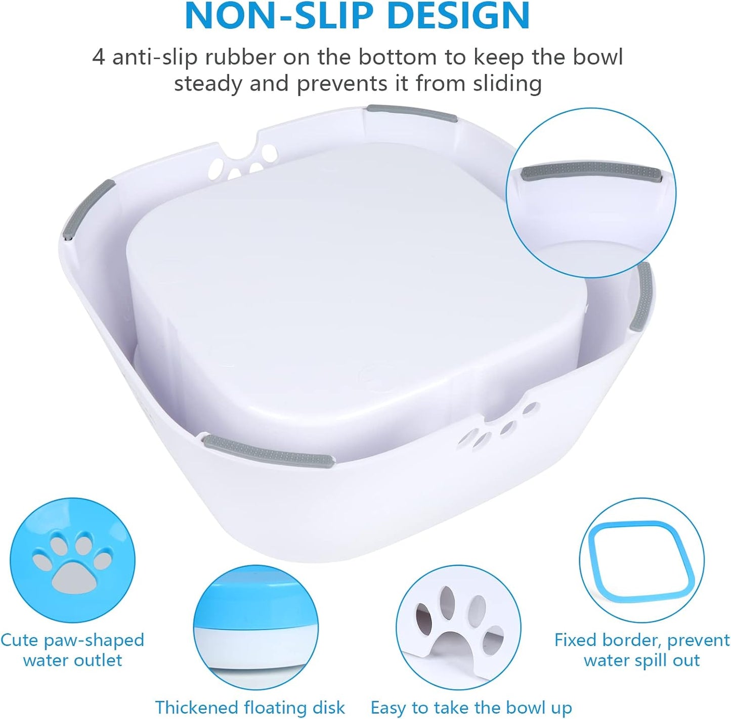Dog Water Bowl, Splash-Free Pet Water Feeder, Vehicle Carried Floating Bowl, No Spill Cat Water Fountain for Car Travel, No-Slip Water Dispenser for Small or Large Breeds (Blue)