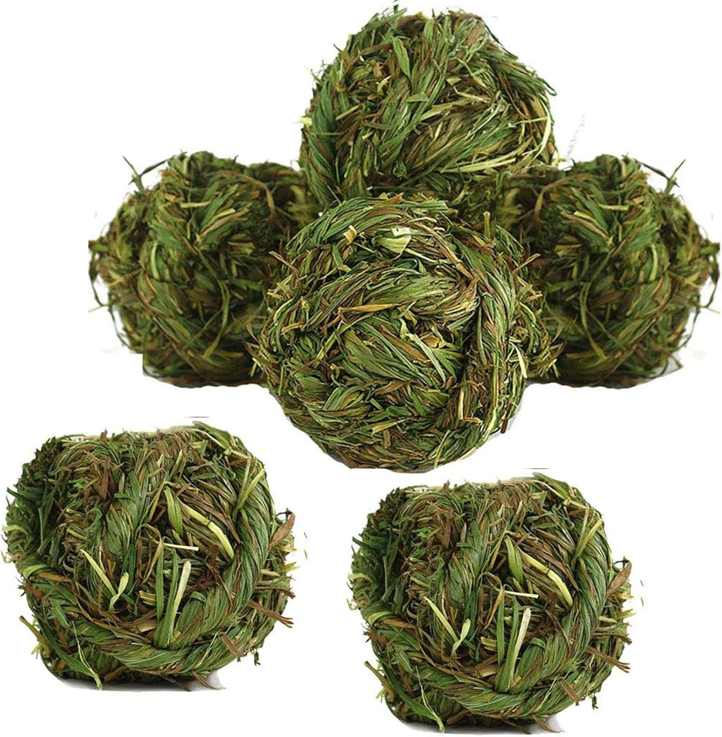Bunny Grass Toy 4 Pcs Natural Timothy Grass Small Animal Activity Play Chew Ball for Rabbits Hamster Guinea Pigs Gerbils