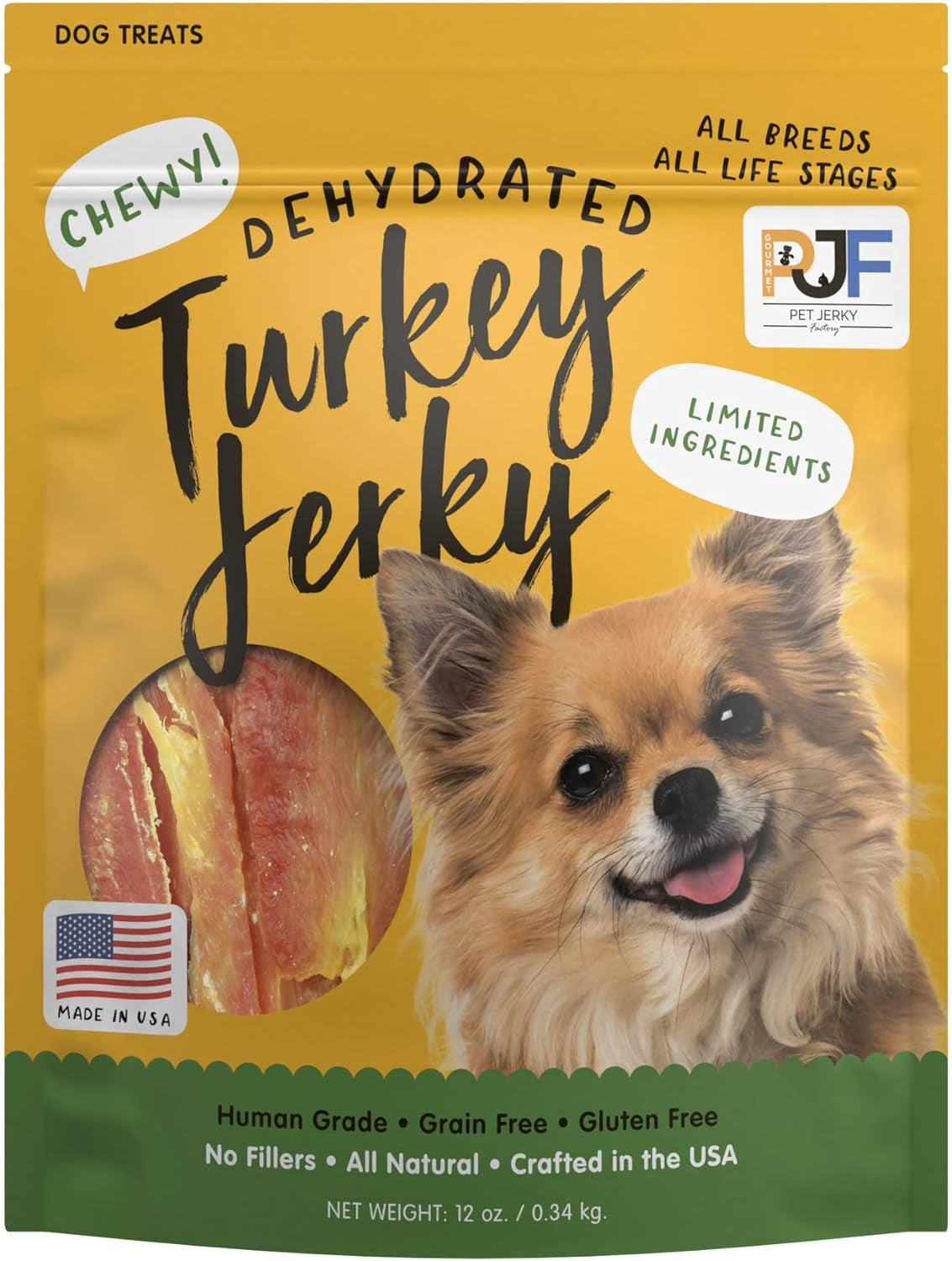 Premium Beef and Banana 12 Oz. Dog Jerky Treats | 100% Human Grade | USA Made | High Protein | Grain Free | Limited Ingredients | No Filler | BHA-BHT Free | Soft-Tender