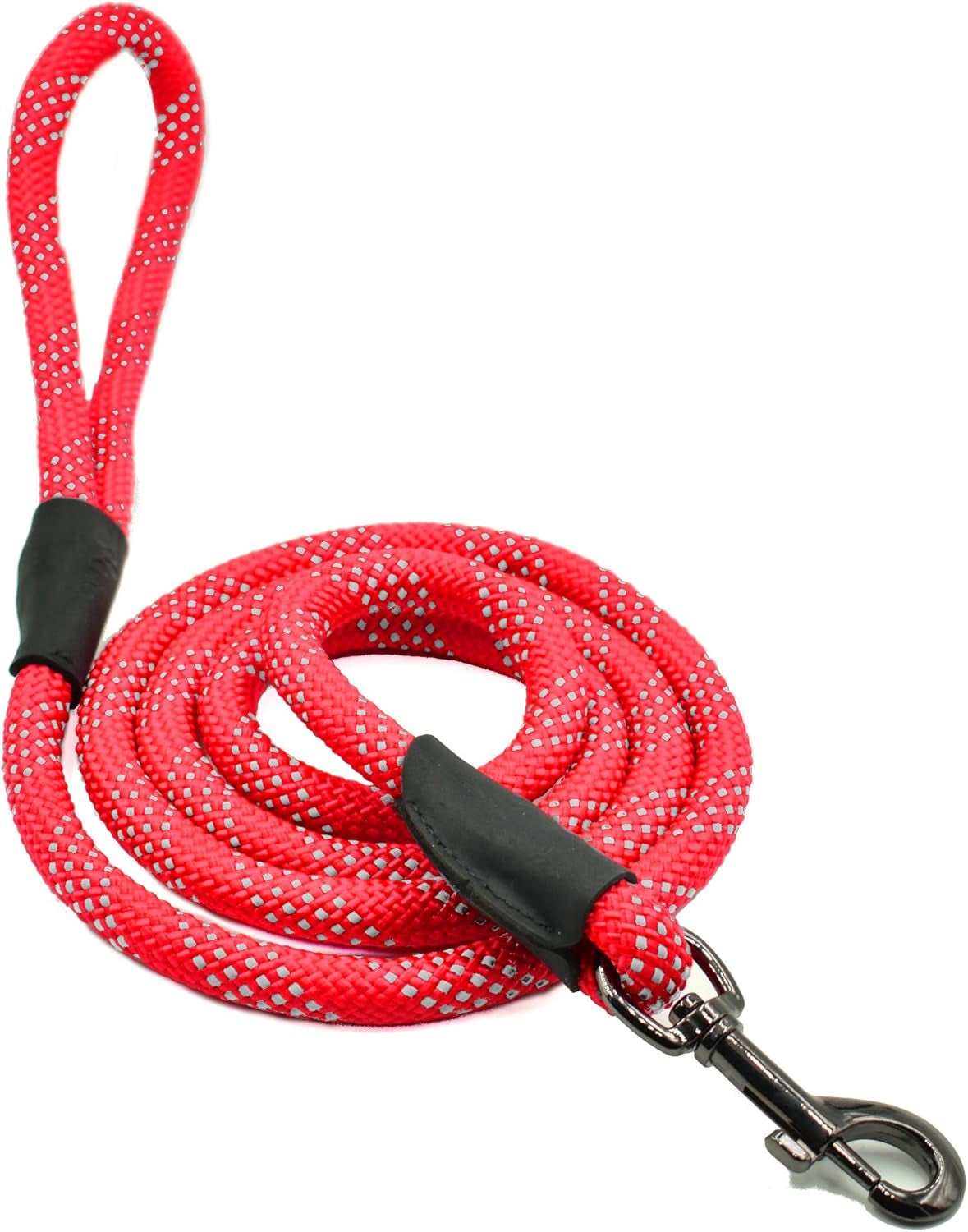 Rope Leash Reflective 6 Foot - We Donate a Leash to a Dog Rescue for Every Leash Sold (Black, 6 FT X 1/2")