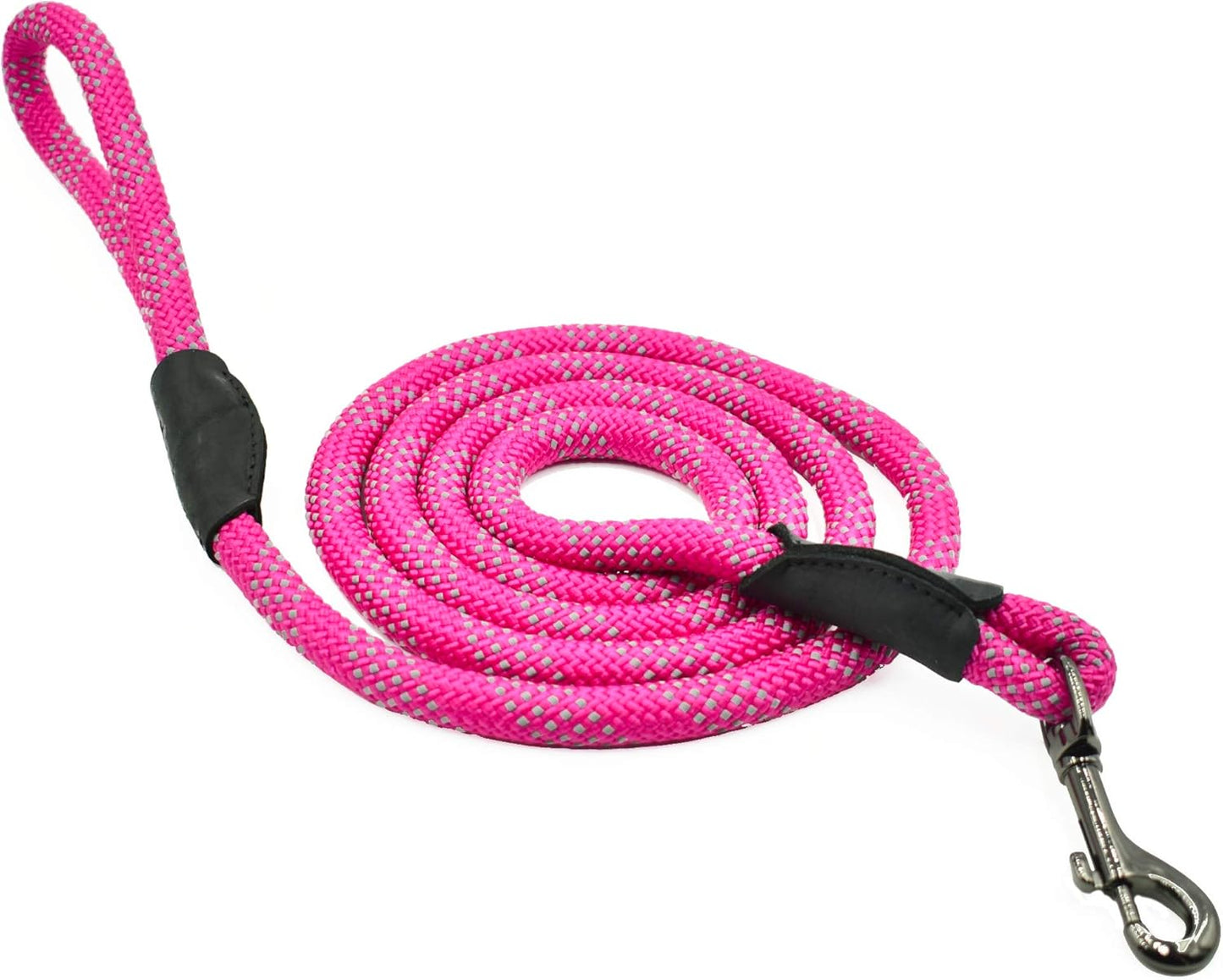 Rope Leash Reflective 6 Foot - We Donate a Leash to a Dog Rescue for Every Leash Sold (Black, 6 FT X 1/2")