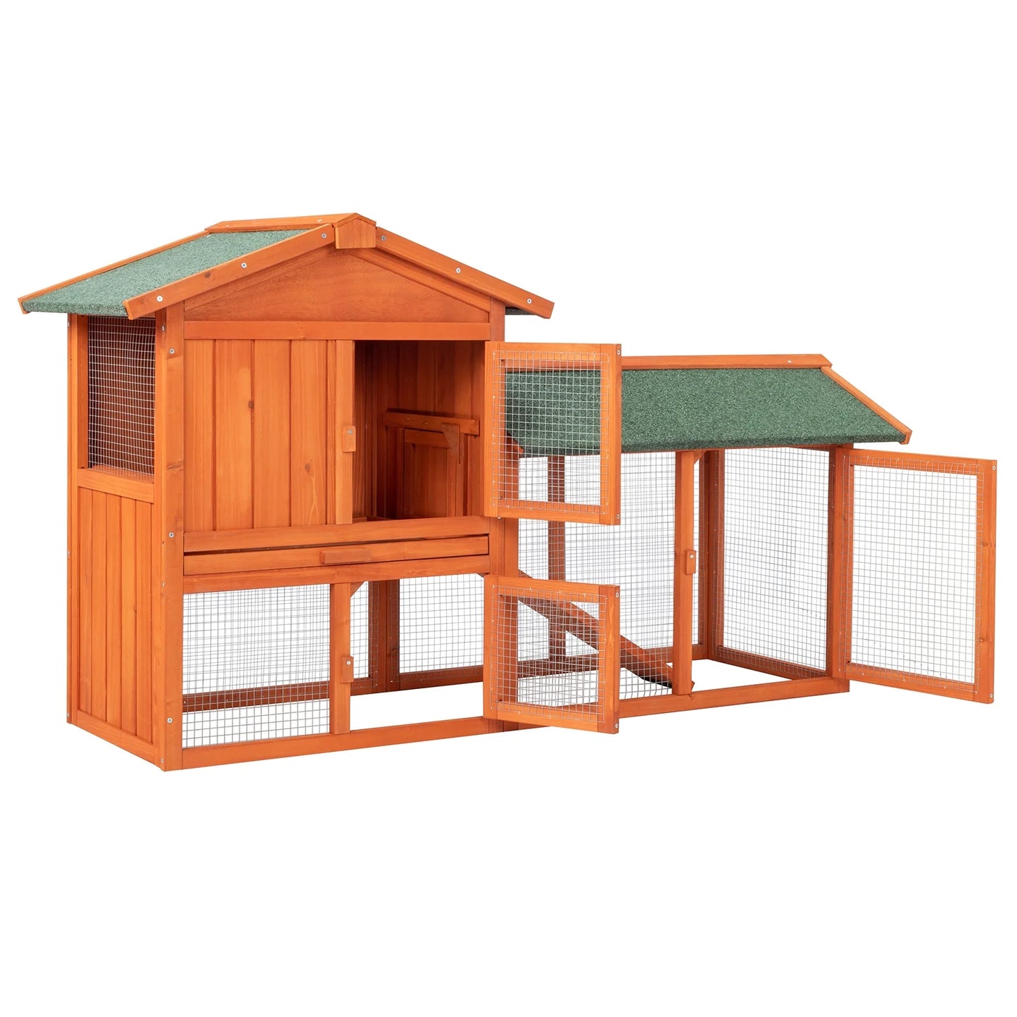 61" L Wooden Chicken Coop Hen House Rabbit Hutch Poultry Cagem, Brown