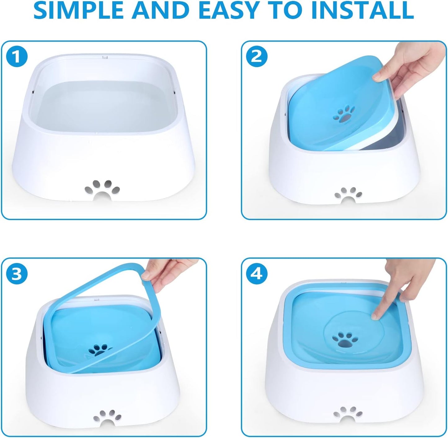 Dog Water Bowl, Splash-Free Pet Water Feeder, Vehicle Carried Floating Bowl, No Spill Cat Water Fountain for Car Travel, No-Slip Water Dispenser for Small or Large Breeds (Blue)