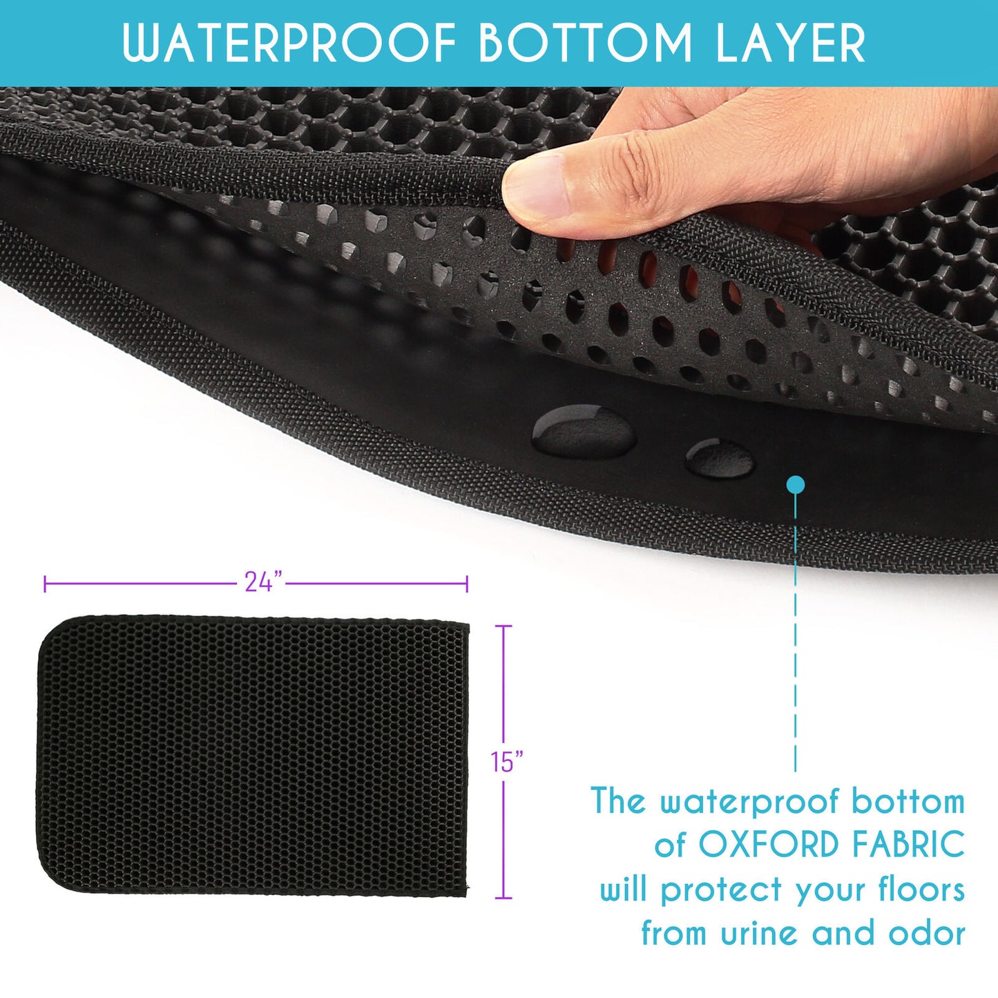Kitty Cat Litter Mat Trapping Honeycomb Double Layer Design Waterproof 24X15''