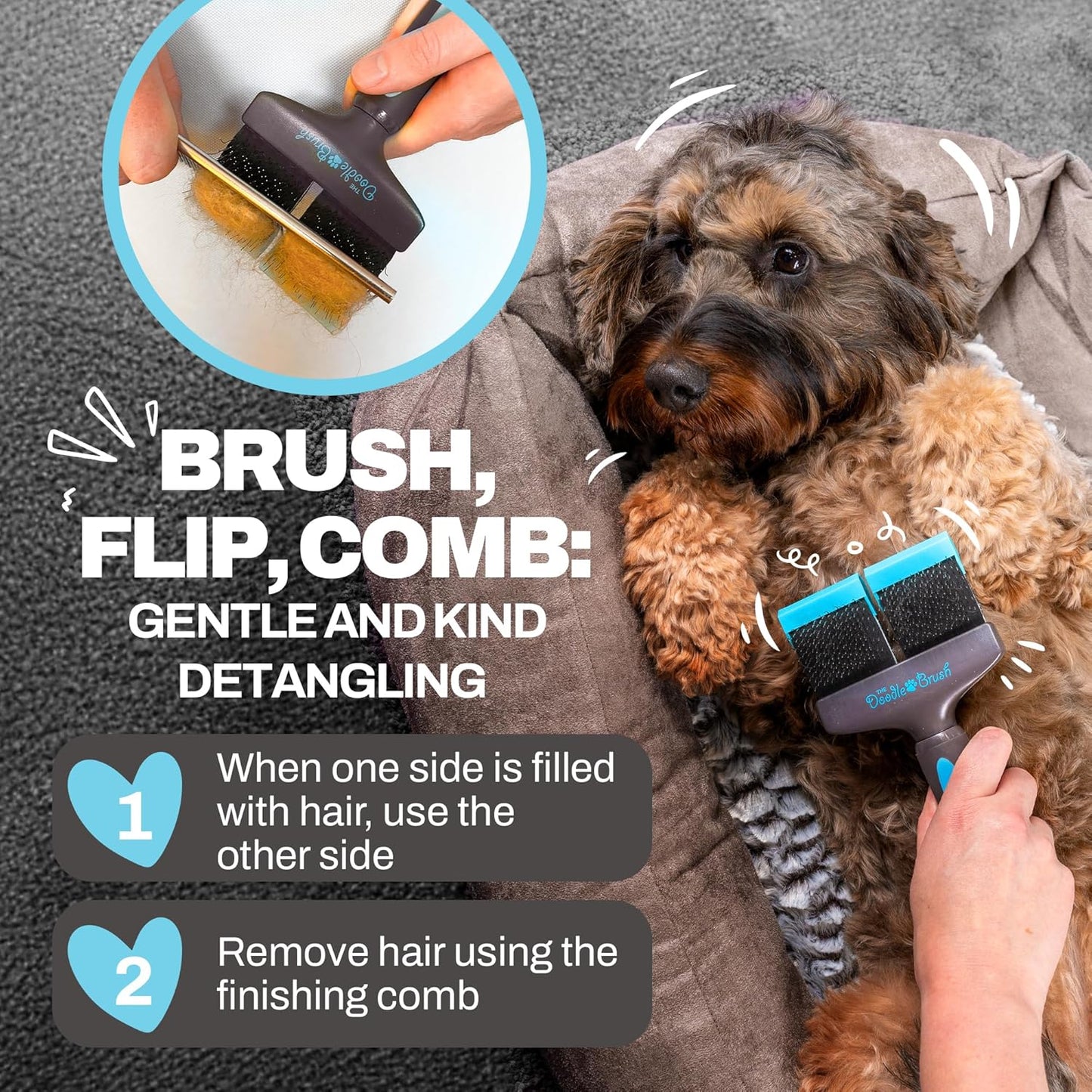 Doodle Dog Brush, Cockapoo Goldendoodle Dog Slicker Brush, Poodle, Detangling Dog Brush, Long Haired Dog Brush (Double Head)