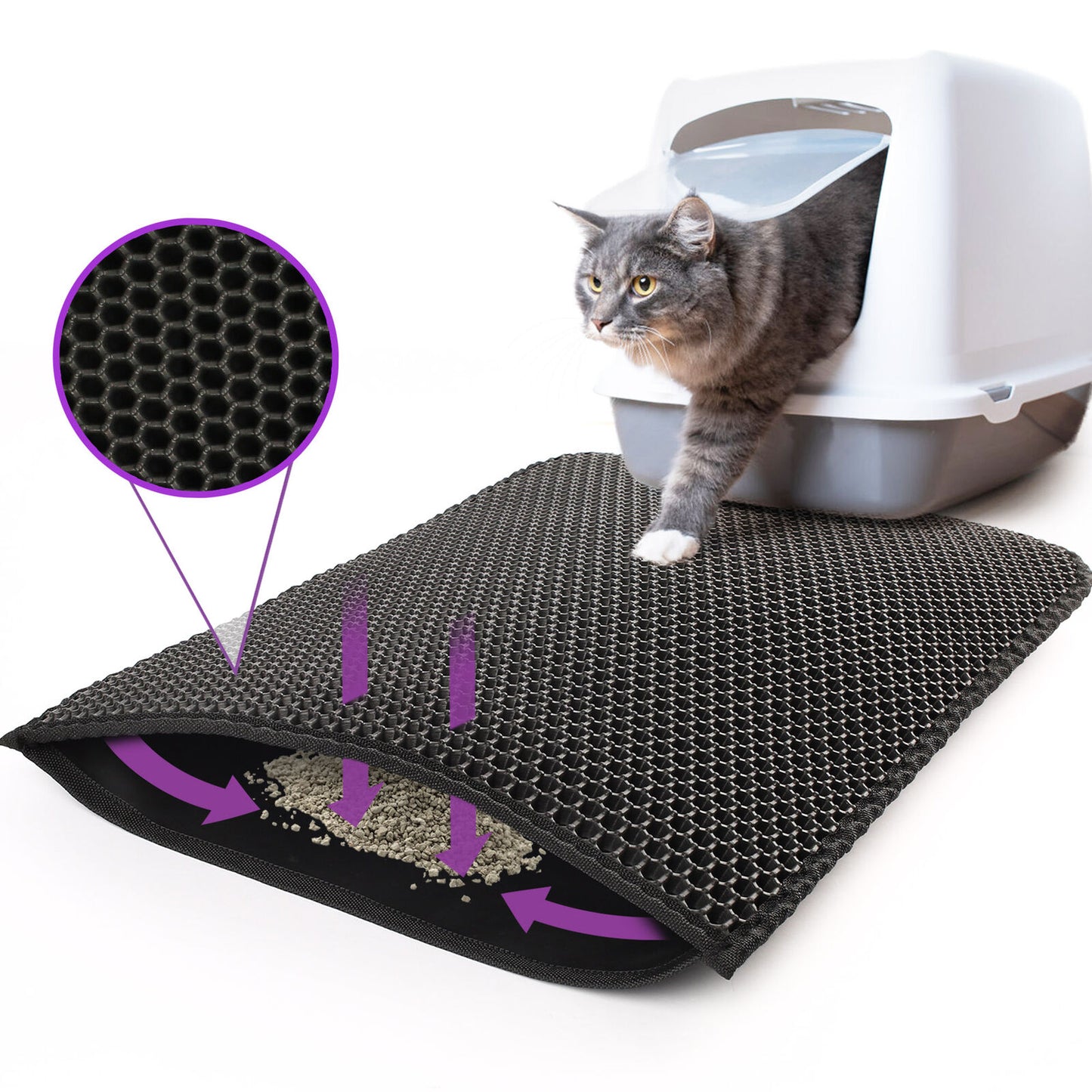 Kitty Cat Litter Mat Trapping Honeycomb Double Layer Design Waterproof 24X15''