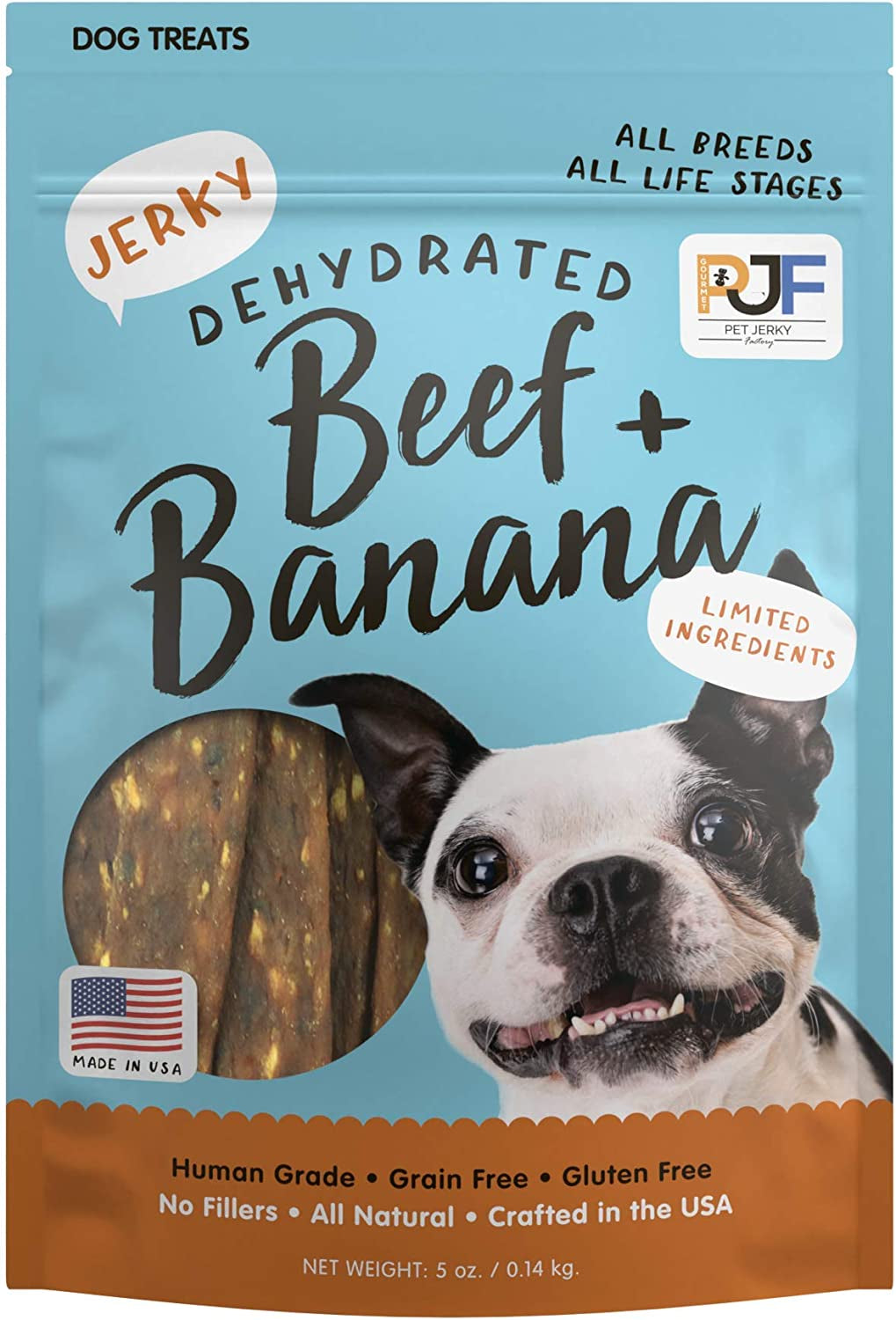 Premium Beef and Banana 12 Oz. Dog Jerky Treats | 100% Human Grade | USA Made | High Protein | Grain Free | Limited Ingredients | No Filler | BHA-BHT Free | Soft-Tender