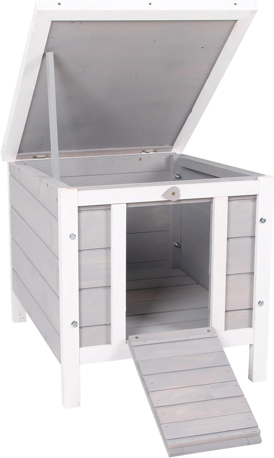Small Wooden Rabbit Hutch Bunny Cage Guinea Pig Cage Duck House Dog House with Openable & Waterproof Roof, Red