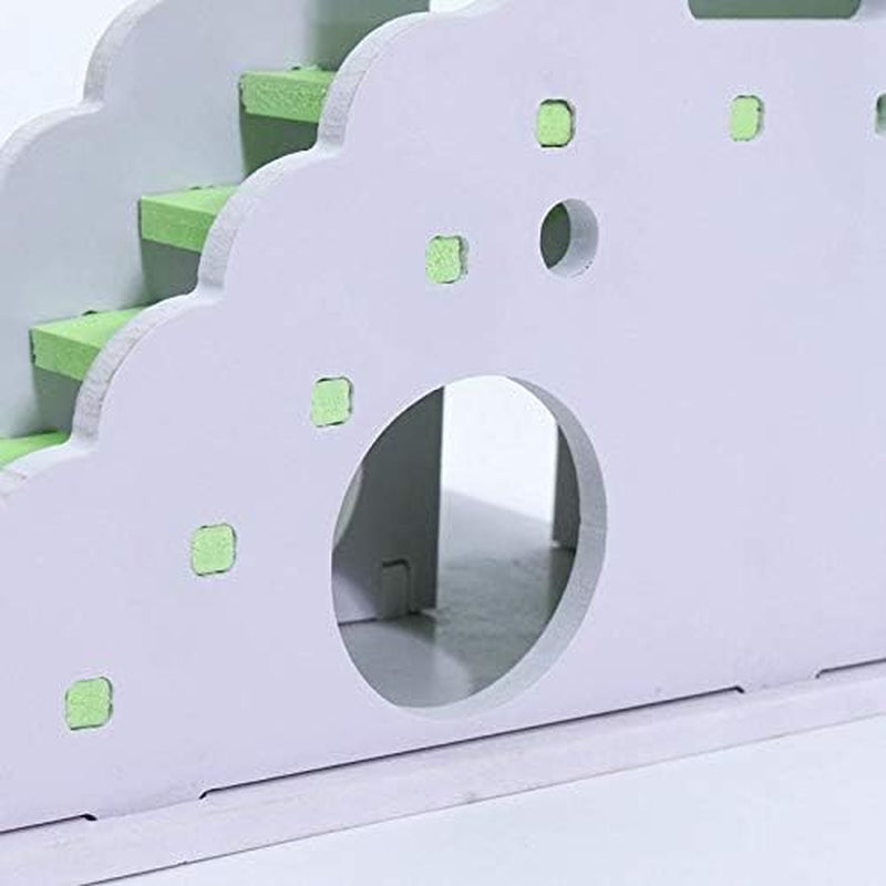Hamster Hideout Colorful Mini Wooden Slide DIY Assemble Hamster House with Wooden Hamster Platform Bracket Springboard Toy for Mouse, Chinchilla, Rat, Gerbil and Dwarf Hamster (Pack of 2) (Blue)