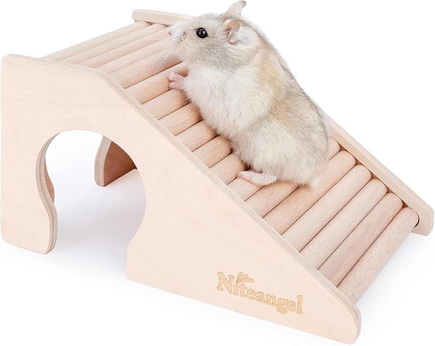Hamster House W/Climbing Ladder for Hamsters Gerbils Mice or Similar-Sized Pets (Secret Peep Tunnel Hamster Hut)