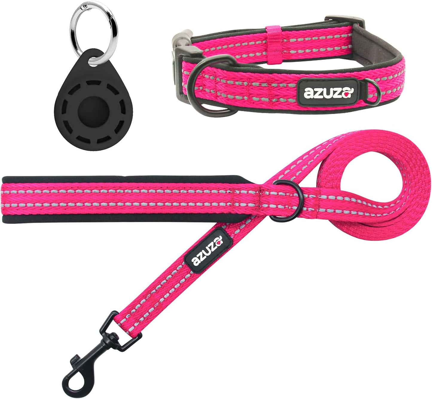 Durable Padded Dog Leash and Collar Set,Reflective Strip Extra Safe and Comfy for Large Dogs, Orange