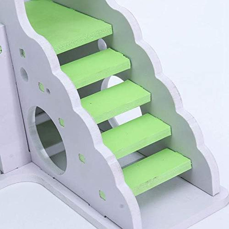 Hamster Hideout Colorful Mini Wooden Slide DIY Assemble Hamster House with Wooden Hamster Platform Bracket Springboard Toy for Mouse, Chinchilla, Rat, Gerbil and Dwarf Hamster (Pack of 2) (Blue)