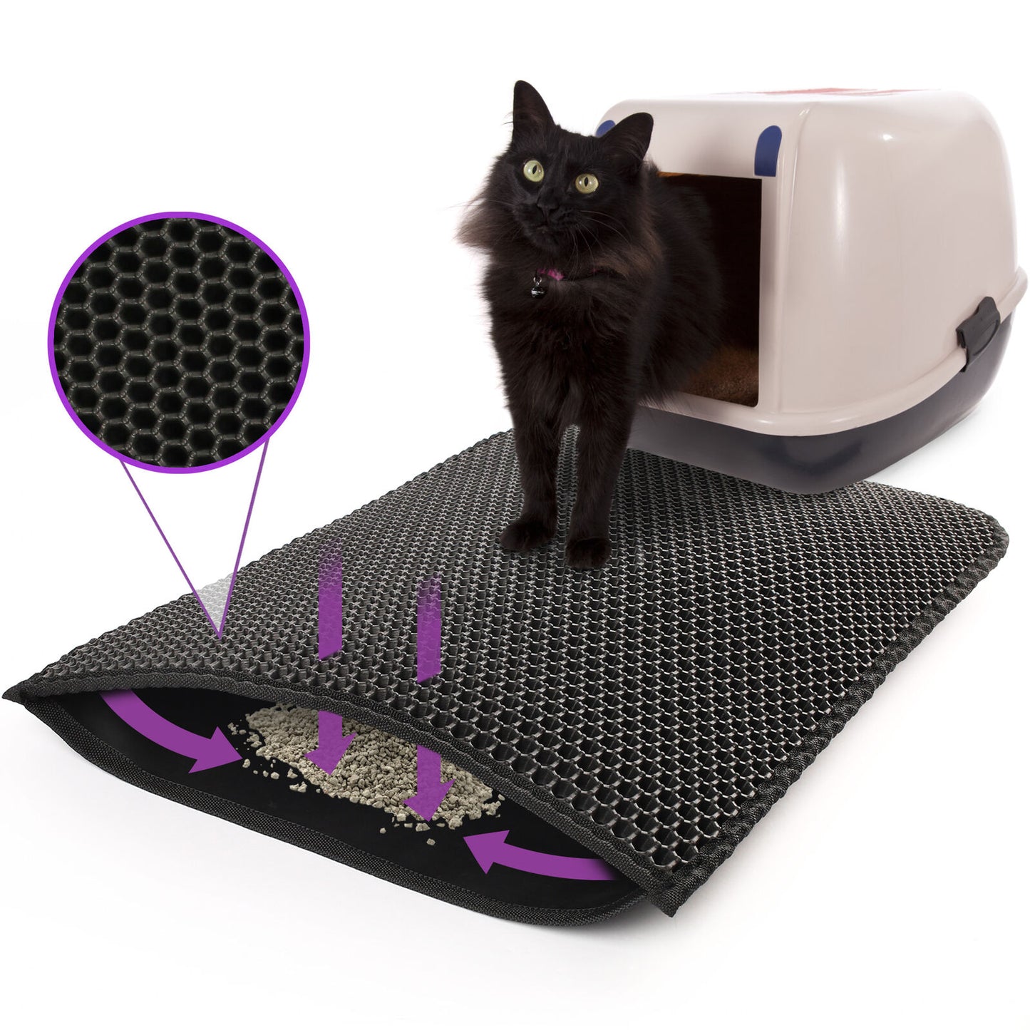 Kitty Cat Litter Mat Trapping Honeycomb Double Layer Design Waterproof 24X15''