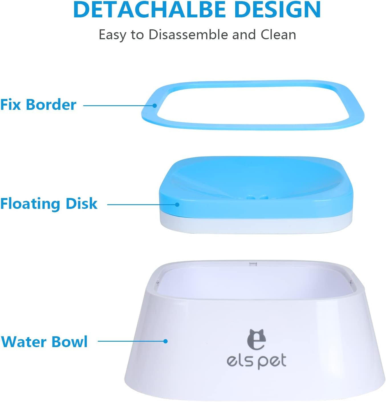Dog Water Bowl, Splash-Free Pet Water Feeder, Vehicle Carried Floating Bowl, No Spill Cat Water Fountain for Car Travel, No-Slip Water Dispenser for Small or Large Breeds (Blue)