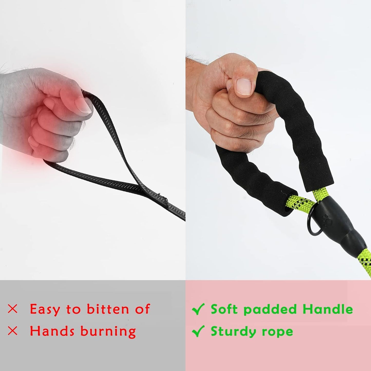 2/5 FT Strong Dog Leash with Soft Padded Handle and Highly Reflective Threads, Durable Dog Training Leash for Small Medium Large Heavy Duty Dogs Easy Control Dog Leads for Climbing Walking