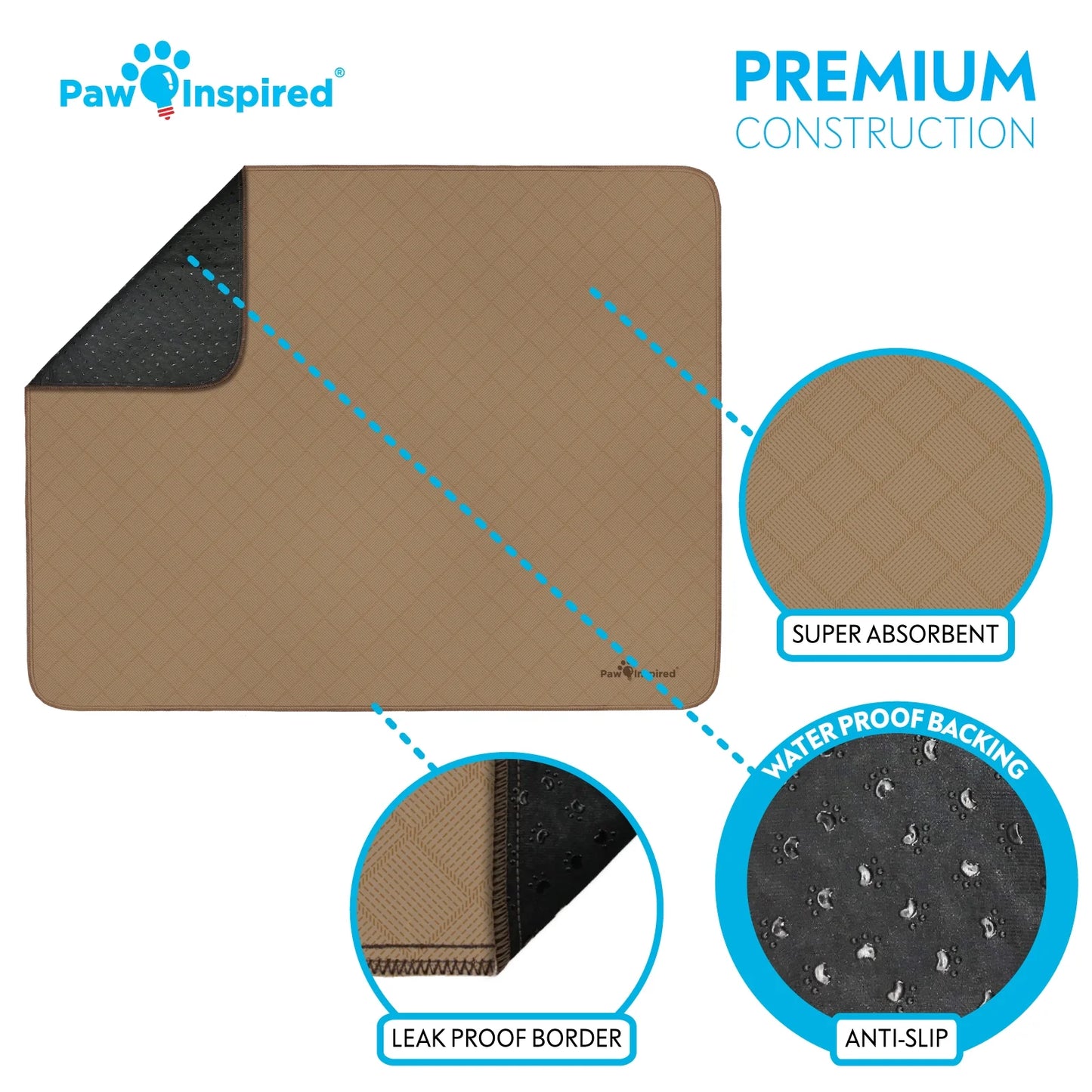Washable Pee Pads for Dogs, Reusable Puppy Pads Pet Pee Pads, Wee Wee Pads Extra Large for Potty Training Mats | Waterproof, Non-Slip Bottom (48'' X 60'', 1 Count)