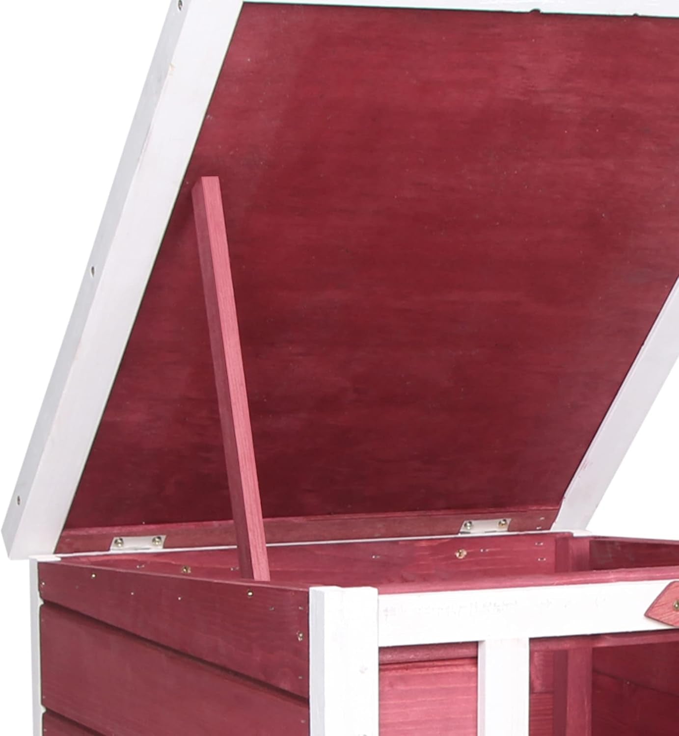 Small Wooden Rabbit Hutch Bunny Cage Guinea Pig Cage Duck House Dog House with Openable & Waterproof Roof, Red