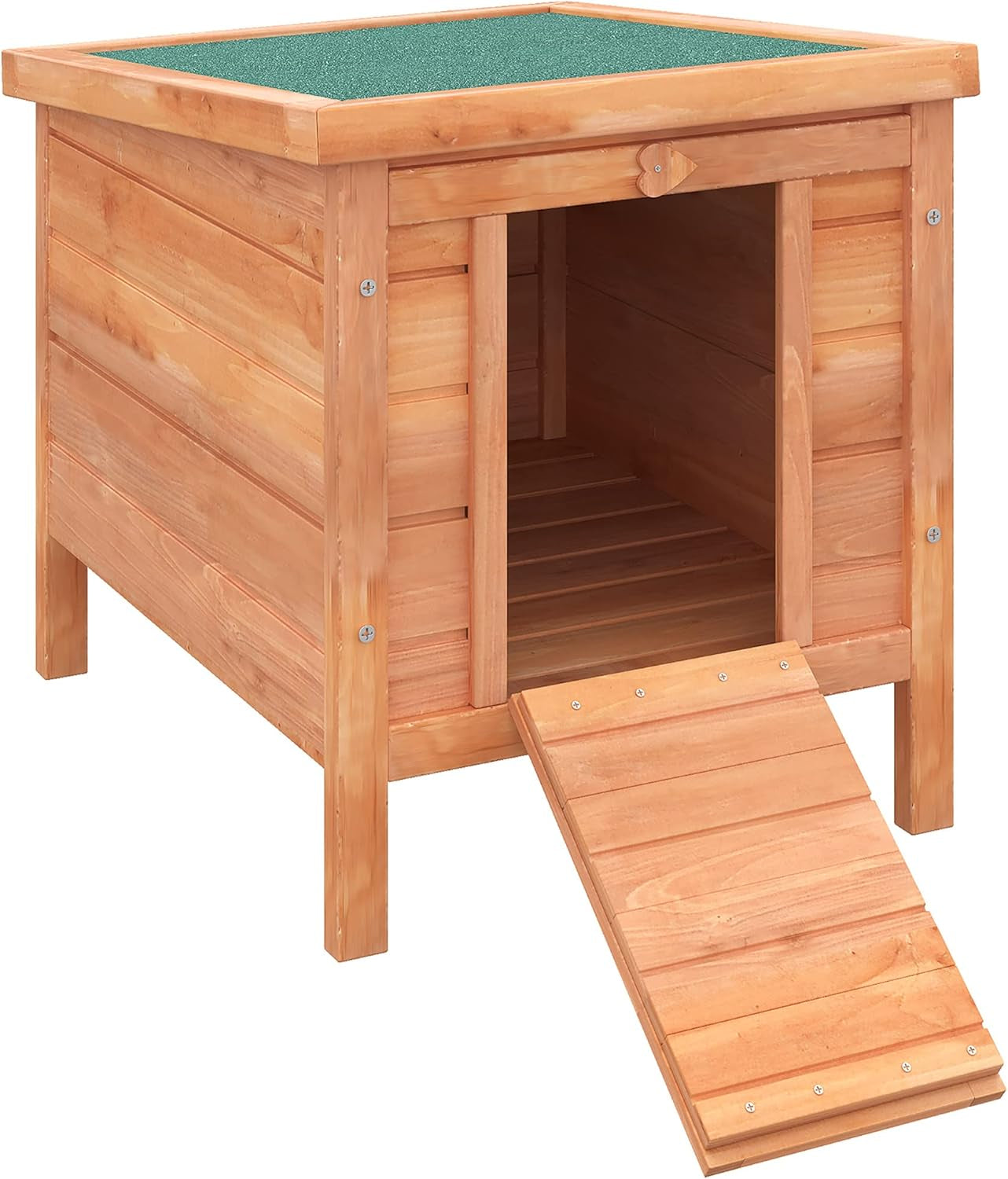 Small Wooden Rabbit Hutch Bunny Cage Guinea Pig Cage Duck House Dog House with Openable & Waterproof Roof, Red