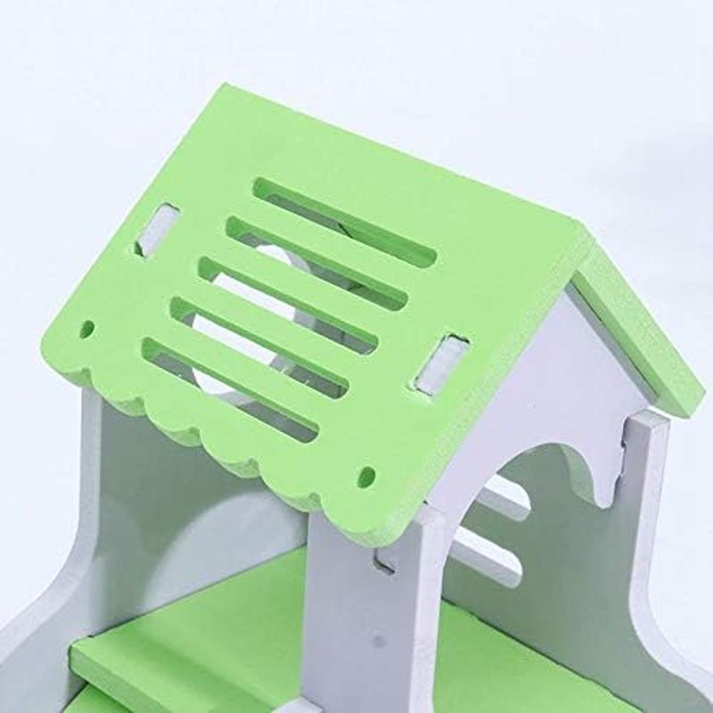 Hamster Hideout Colorful Mini Wooden Slide DIY Assemble Hamster House with Wooden Hamster Platform Bracket Springboard Toy for Mouse, Chinchilla, Rat, Gerbil and Dwarf Hamster (Pack of 2) (Blue)