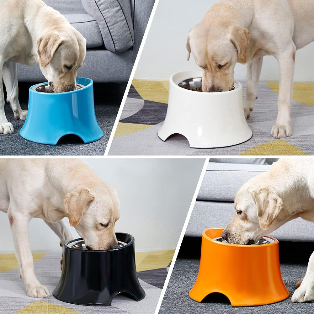 Elevated Dog Bowl Raised Dog Feeder for Food and Water, Non Spill Edges & Non Skid Sturdy Melamine Stand, Reduce Neck Stress, Less Regurgitating and Vomiting 4 Cup Orange