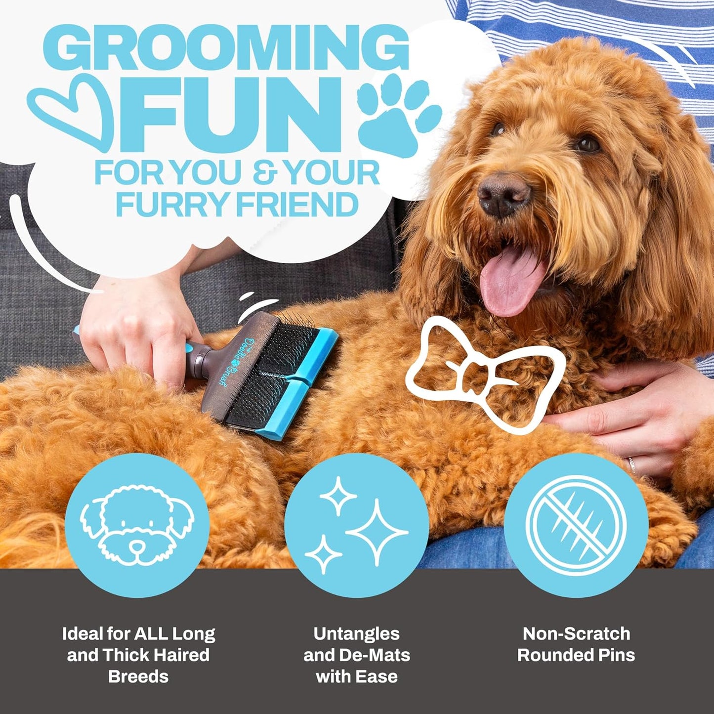 Doodle Dog Brush, Cockapoo Goldendoodle Dog Slicker Brush, Poodle, Detangling Dog Brush, Long Haired Dog Brush (Double Head)
