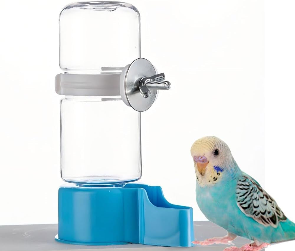 No Mess Bird Water Feeder Dispenser Automatic Hanging Bird Feeder for Cage, Parakeet Cage Accessories, Parrot Cockatiel Seed Food Container Drinker for Squirrel Finch Lovebirds Budgies Canary (Set)