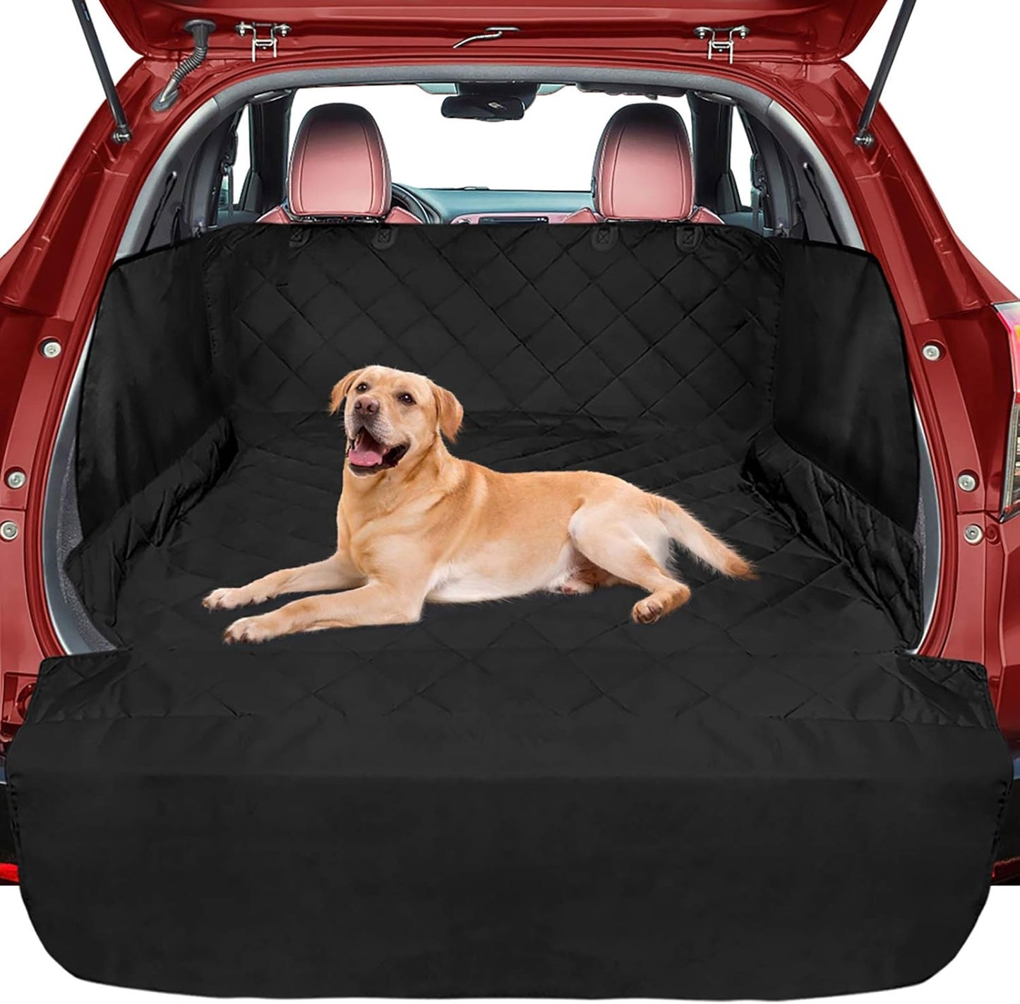 Cargo Liner for SUV, Water Resistant Dog Cargo Cover with Bumper Flap and Side Walls Protector, Non-Slip Backing, Quilted Pet Seat Cover, Large Size Universal Fit, Black