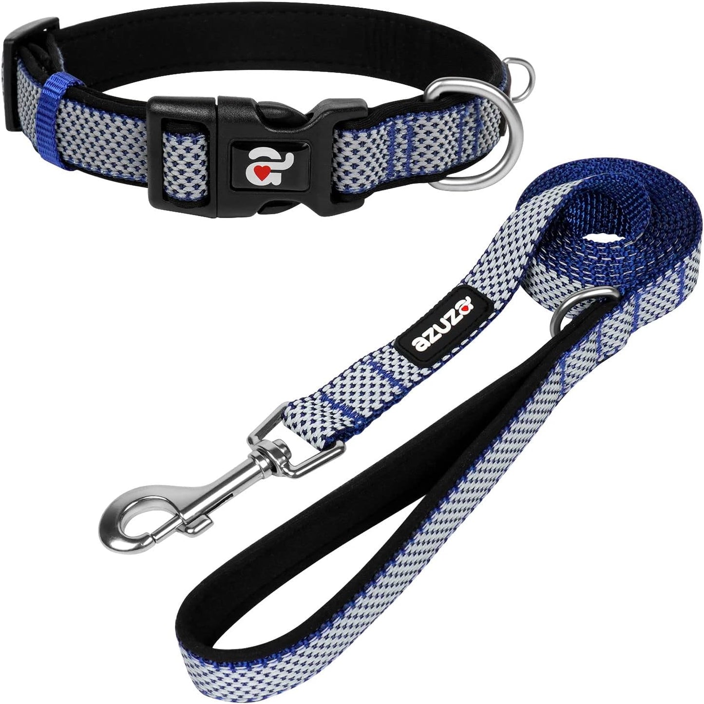 Durable Padded Dog Leash and Collar Set,Reflective Strip Extra Safe and Comfy for Large Dogs, Orange