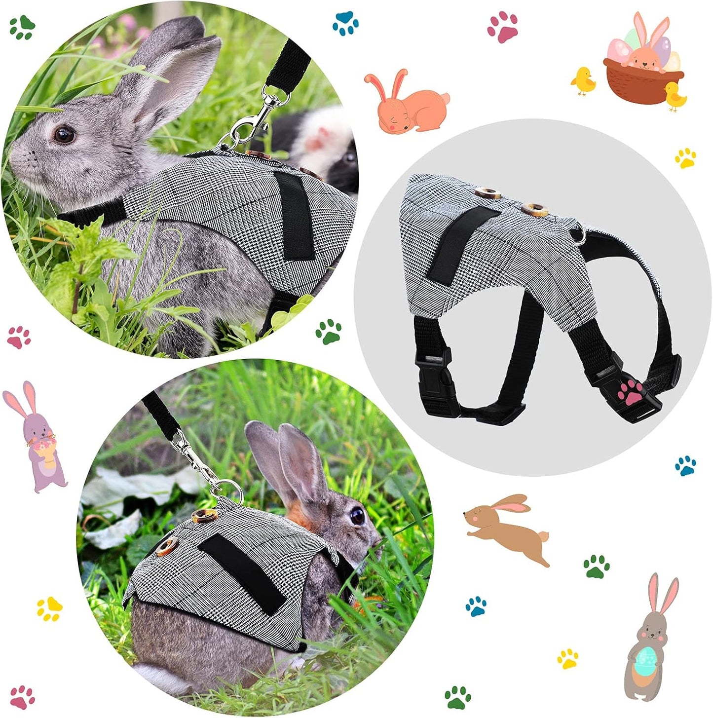 2 Pieces Rabbit Vest Harness and Leash Set Adjustable Formal Suit Style Adjustable Soft Bunny Harness for Bunny Rabbit Kitten Small Animal Walking (Medium)