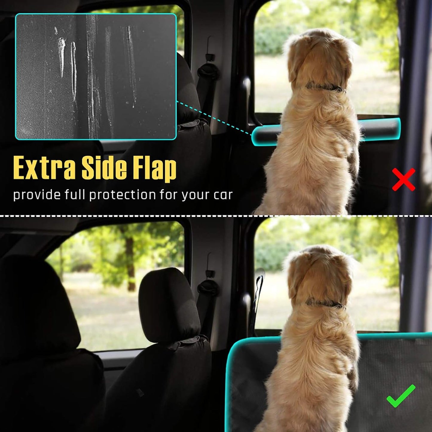 Cargo Liner for SUV, Water Resistant Dog Cargo Cover with Bumper Flap and Side Walls Protector, Non-Slip Backing, Quilted Pet Seat Cover, Large Size Universal Fit, Black