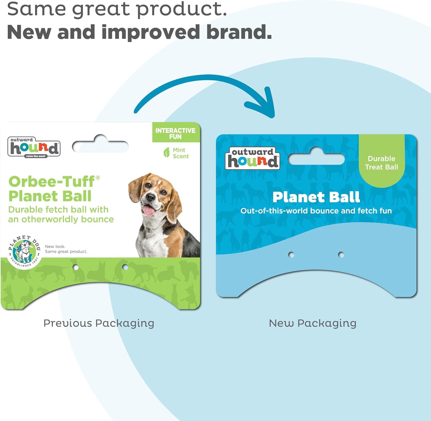 Outward Hound by Orbee-Tuff Planet Ball Blue/Green Treat-Dispensing Dog Toy, Medium
