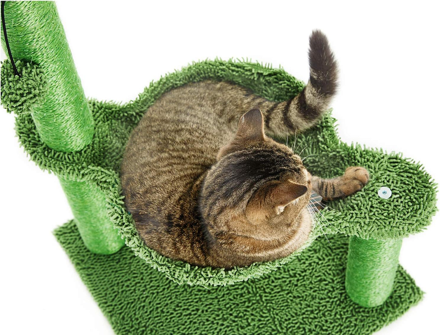 31" Cactus Cat Tree with Hammock and Full Wrapped Sisal Scratching Post for Small Cats Only Green Medium