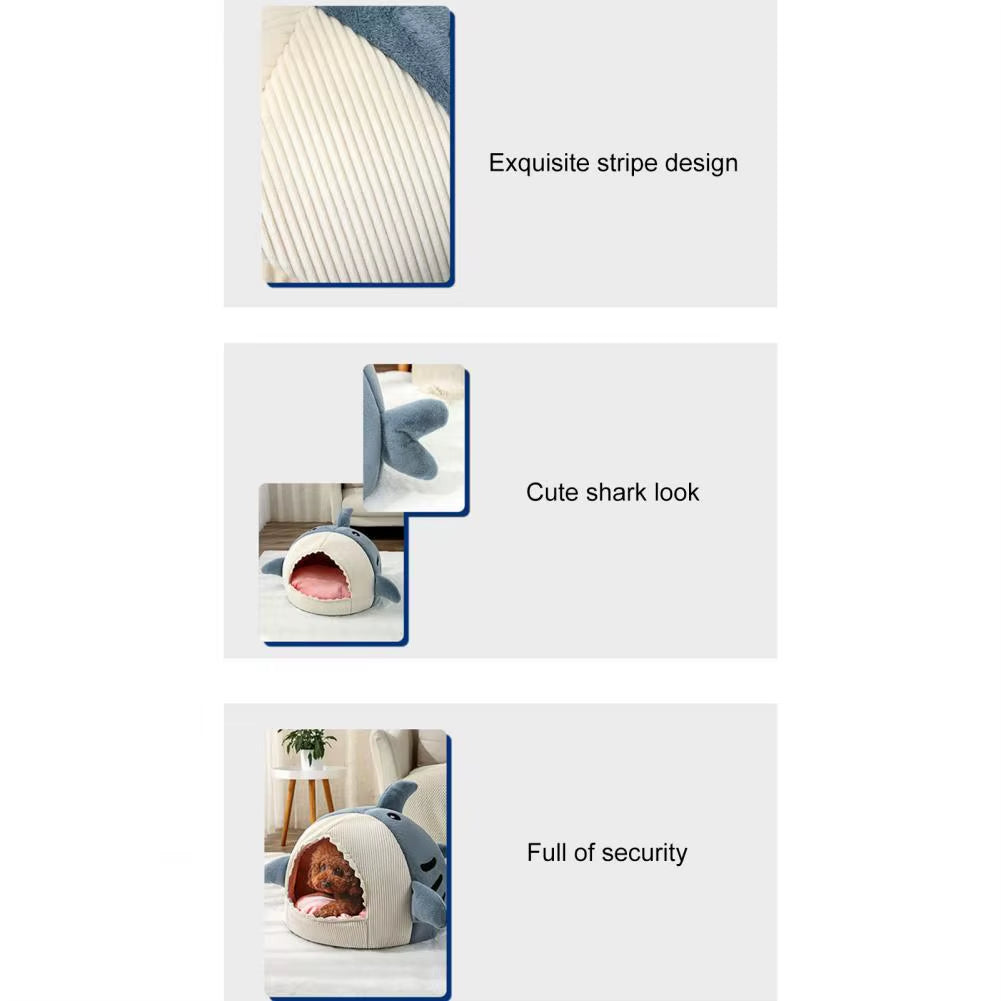 Good Cat Nest Sleeping Bed Pet Bed Cartoon Shark Shape Cozy Washable Dog Mini House Warm