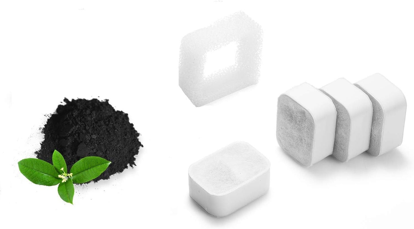 Replacement Filters for Tritone & Fiumi Ceramic Pet Water Fountain, 8PCS Carbon Filters and 4PCS Foam Filters