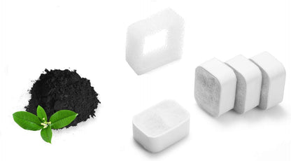 Replacement Filters for Tritone & Fiumi Ceramic Pet Water Fountain, 8PCS Carbon Filters and 4PCS Foam Filters