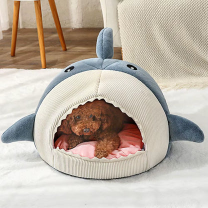 Good Cat Nest Sleeping Bed Pet Bed Cartoon Shark Shape Cozy Washable Dog Mini House Warm