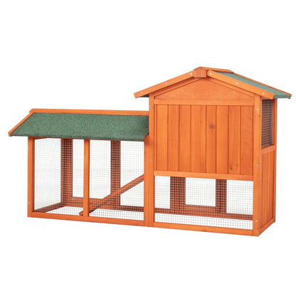 61" L Wooden Chicken Coop Hen House Rabbit Hutch Poultry Cagem, Brown