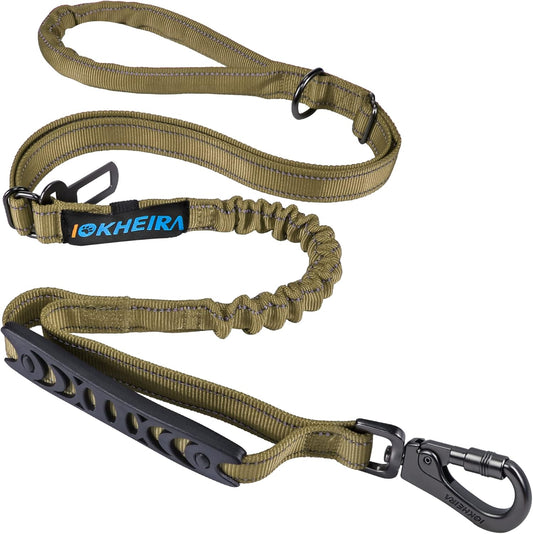 6Ft /4Ft Dog Leash Rope with Comfortable Padded Handle and Highly Reflective Threads for Medium & Large Dogs,4-In-1 Multifunctional Dog Leashes with Car Seat Belt for Training (Army Green)