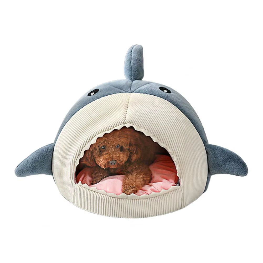 Good Cat Nest Sleeping Bed Pet Bed Cartoon Shark Shape Cozy Washable Dog Mini House Warm