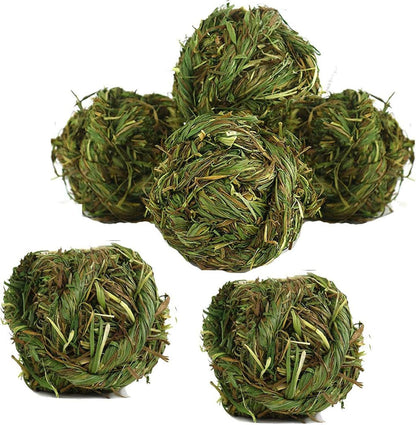 Bunny Grass Toy 4 Pcs Natural Timothy Grass Small Animal Activity Play Chew Ball for Rabbits Hamster Guinea Pigs Gerbils